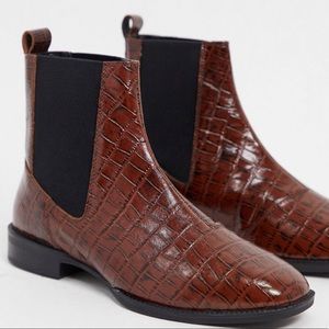 ASOS DESIGN brown leather booties